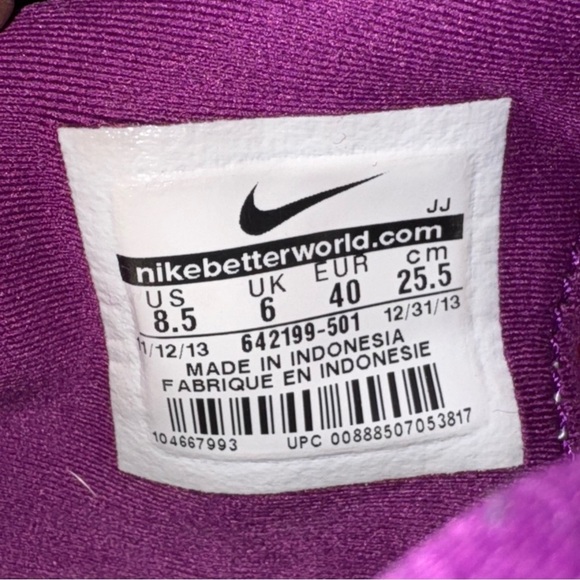 Nike Free 5.0 Bright Grape Purple White 642199-501 Women’s Size 8.5 - Picture 6 of 6